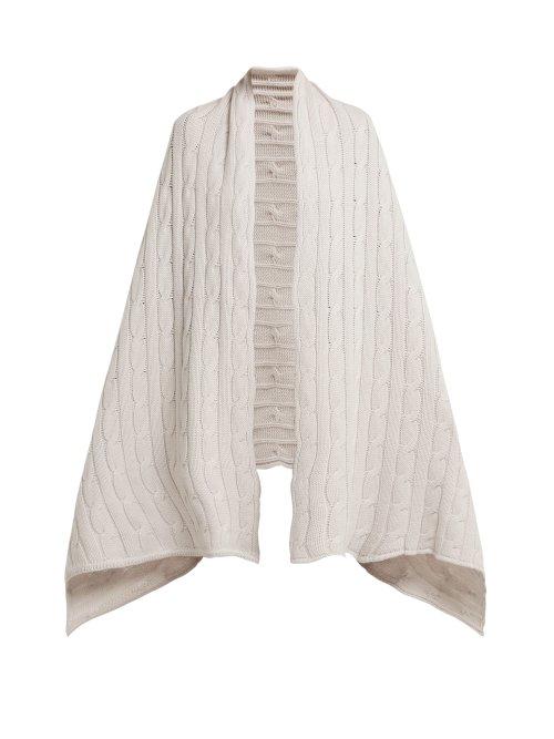 Matchesfashion.com Queene And Belle - Aspen Cable Knit Cashmere Wrap Scarf - Womens - White