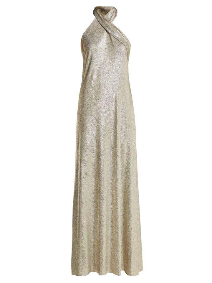 Galvan Pandora Lurex Halterneck Gown