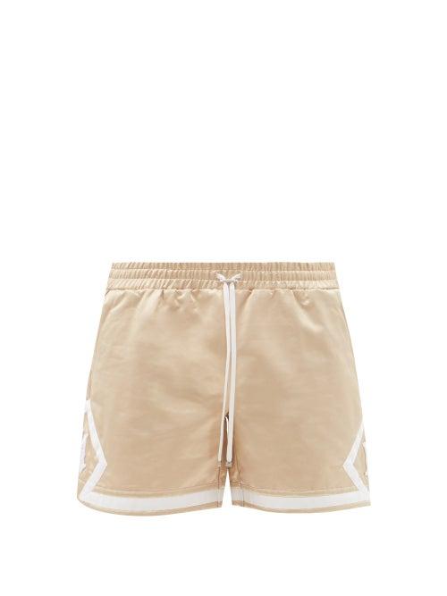 Mens Rtw Amiri - Logo-appliqu Cotton-blend Sateen Shorts - Mens - Beige