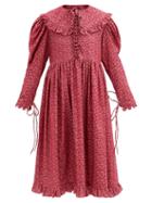 Matchesfashion.com Horror Vacui - Lisi Floral-print Cotton-corduroy Dress - Womens - Red
