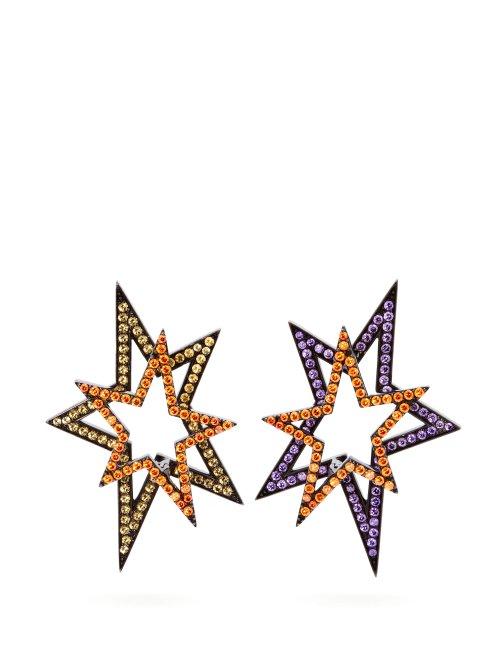 Matchesfashion.com Lynn Ban - Star Topaz, Amethyst & Rhodium Plated Earrings - Womens - Multi