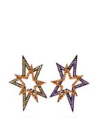Matchesfashion.com Lynn Ban - Star Topaz, Amethyst & Rhodium Plated Earrings - Womens - Multi