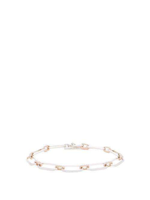 Matchesfashion.com Lizzie Mandler - Diamond & 18kt Gold Link Bracelet - Womens - Silver Gold