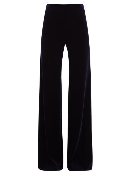 Matchesfashion.com Galvan - Winter Sun Flared Velvet Trousers - Womens - Navy