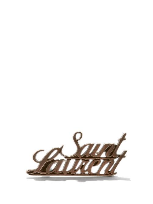 Saint Laurent - Logo Metal Brooch - Mens - Silver