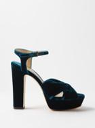 Jimmy Choo - Heloise 120 Velvet Platform Sandals - Womens - Navy