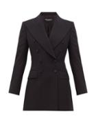 Matchesfashion.com Dolce & Gabbana - Double Breasted Tailored Wool Blend Blazer - Womens - Black