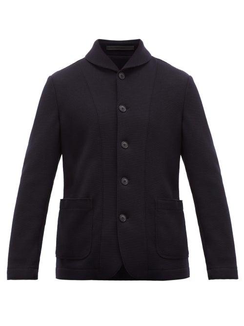 Matchesfashion.com Giorgio Armani - Shawl Neck Wool Cardigan - Mens - Navy