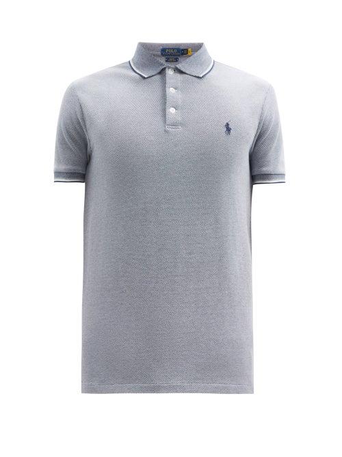 Matchesfashion.com Polo Ralph Lauren - Slim-fit Cotton-blend Piqu Polo Shirt - Mens - Dark Blue