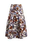 Erdem Gael Meret Spring-print Duchess-satin Midi Skirt