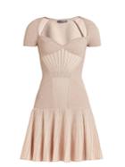 Alexander Mcqueen Sweetheart-neck Short-sleeved Wool-blend Dress