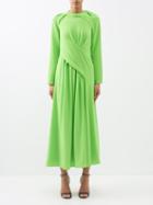 E.stott - Susannah Detachable-sleeve Wool-crepe Midi Dress - Womens - Green