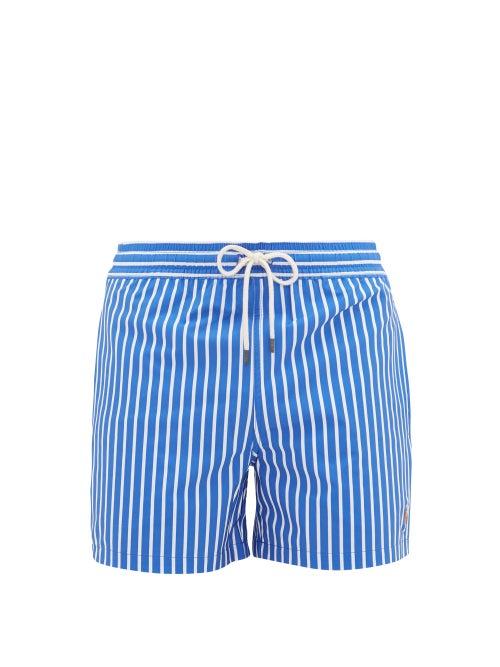 Matchesfashion.com Polo Ralph Lauren - Logo-embroidered Striped Swim Shorts - Mens - Blue Multi