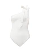 Matchesfashion.com Zimmermann - Goldie Tie Shoulder Jersey Swimsuit - Womens - White