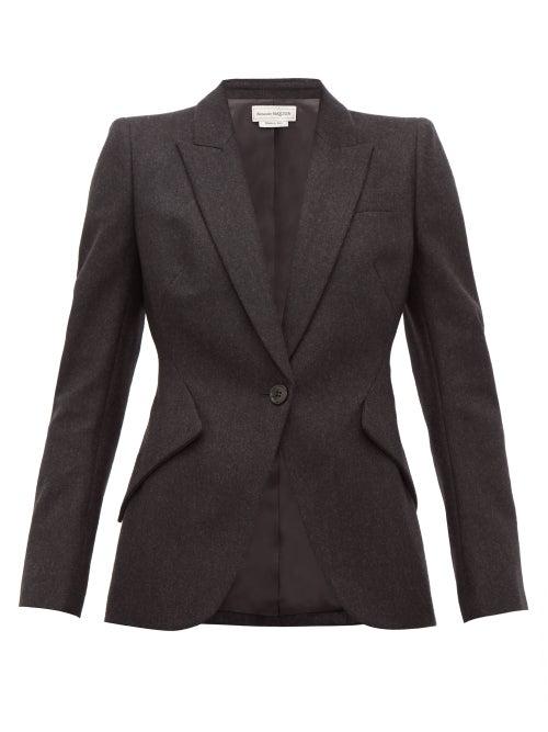 Matchesfashion.com Alexander Mcqueen - Single Breasted Wool Jacket - Womens - Grey