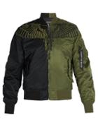 Matchesfashion.com Marcelo Burlon - Wing Embroidered Two Tone Bomber Jacket - Mens - Green