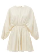 Matchesfashion.com Loup Charmant - Kitta Backless Batwing-sleeve Cotton Mini Dress - Womens - Ivory