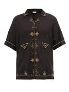 Matchesfashion.com Saint Laurent - Embroidered Voile Shirt - Mens - Black Gold