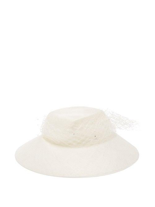 Matchesfashion.com Stephen Jones - Hypnotise Crystal-veil Wide-brim Straw Hat - Womens - White