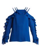 Elie Saab Ruffled-trimmed Silk Crepe De Chine Top