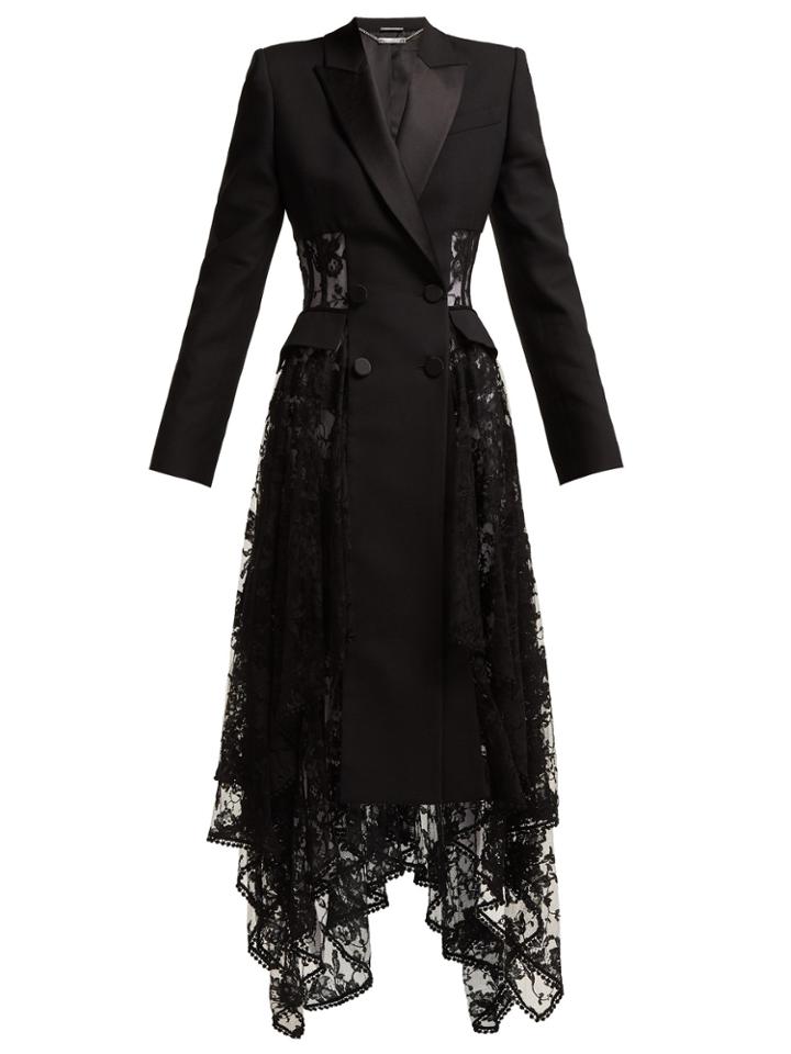 Alexander Mcqueen Lace-panelled Wool-blend Tuxedo Jacket