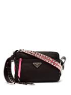 Matchesfashion.com Prada - New Vela Studded Nylon Shoulder Bag - Womens - Black Pink