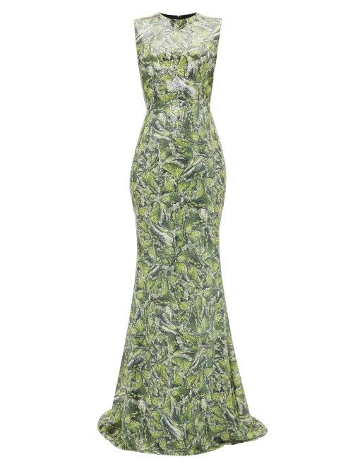 Matchesfashion.com Halpern - Sequinned Wave-print Dress - Womens - Green