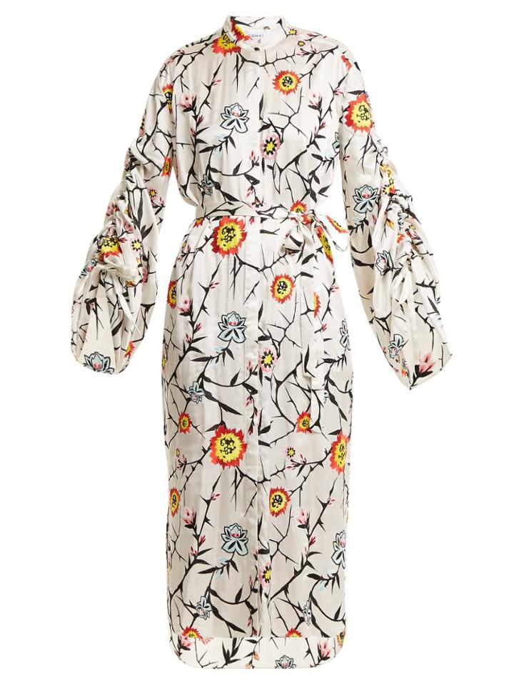 Osman Charday Floral-embroidered Silk Dress