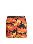 Matchesfashion.com Valentino - Camouflage Print Swim Shorts - Mens - Orange