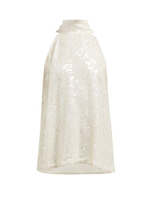 Matchesfashion.com Galvan - Moonlight Halterneck Sequinned Top - Womens - Ivory
