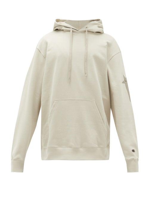 Matchesfashion.com Rick Owens - X Champion Cotton-blend Hooded Sweatshirt - Mens - Beige