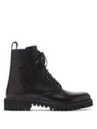 Matchesfashion.com Valentino - Logo Debossed Leather Boots - Mens - Black