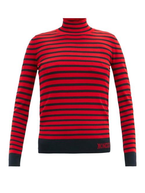 Matchesfashion.com Moncler - Lupetto Striped Jersey Roll-neck Sweater - Womens - Red Multi