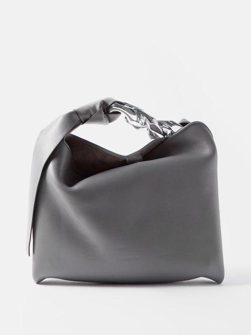 Jw Anderson - Oversized-chain Small Leather Tote Bag - Womens - Grey