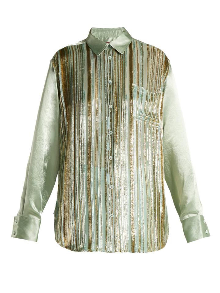 Sies Marjan Sander Velvet-stripe Silk-blend Shirt
