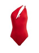 Matchesfashion.com On The Island - Double Boa One Shoulder Swimsuit - Womens - Red