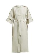 Matchesfashion.com Lemaire - Belted Cotton Blend Dress - Womens - Light Grey