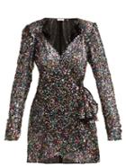 Matchesfashion.com Attico - Pat Sequinned Wrap Mini Dress - Womens - Black Multi