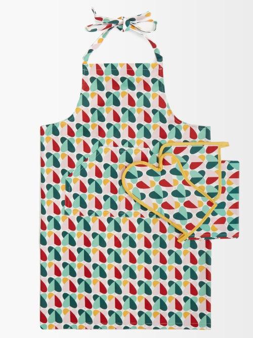 La Doublej - Farfalle-print Apron, Mitt And Cloth Set - Womens - Multi
