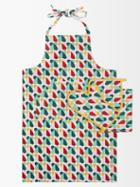 La Doublej - Farfalle-print Apron, Mitt And Cloth Set - Womens - Multi