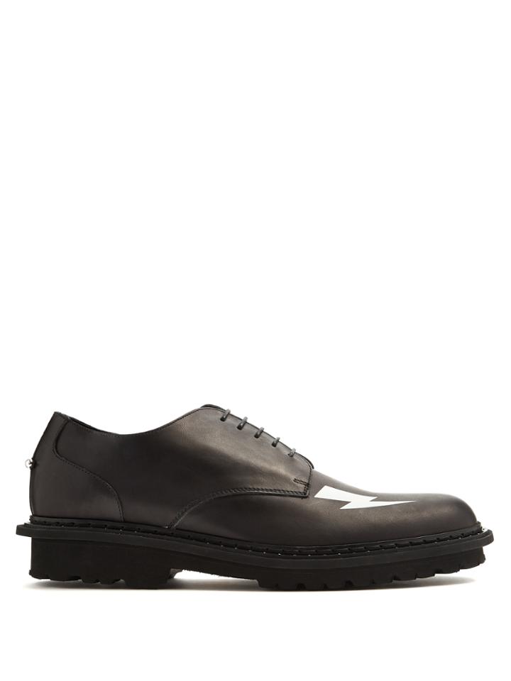 Neil Barrett Lightning-bolt Leather Derby Shoes