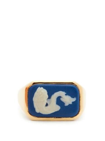 Matchesfashion.com Ferian - Wedgwood Ceramic Dolphin & Gold Signet Ring - Womens - Blue