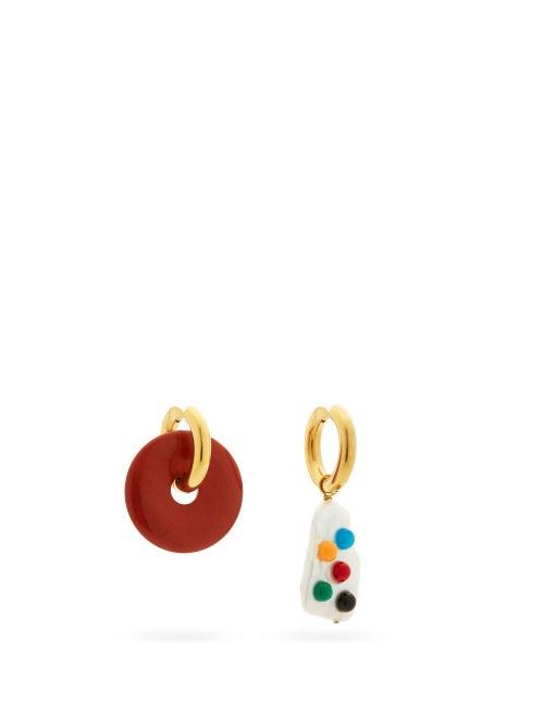 Matchesfashion.com Timeless Pearly - Mismatched Pearl & 24kt Gold-plated Hoop Earrings - Womens - Multi