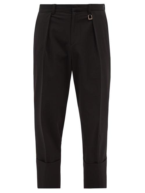 Wooyoungmi - Turn-up Cuff Pleated Cropped Trousers - Mens - Black