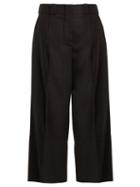 Matchesfashion.com Marni - Cropped Wide Leg Wool Twill Trousers - Womens - Black