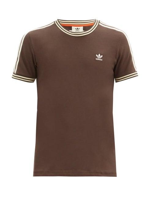 Matchesfashion.com Adidas X Wales Bonner - Logo-embroidered Cotton-blend Jersey T-shirt - Mens - Brown