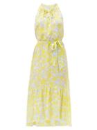 Matchesfashion.com Heidi Klein - Floral-print Silk-crepe Midi Dress - Womens - Yellow Print