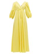 Matchesfashion.com Staud - Amaretti Cotton Poplin Maxi Dress - Womens - Light Yellow