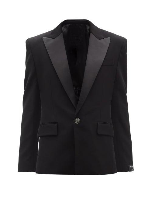 Balmain - Single-breasted Satin Blazer - Mens - Black