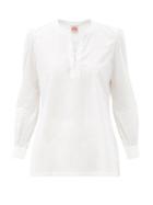 Matchesfashion.com Le Sirenuse, Positano - Kate Round-neck Cotton-poplin Shirt - Womens - White